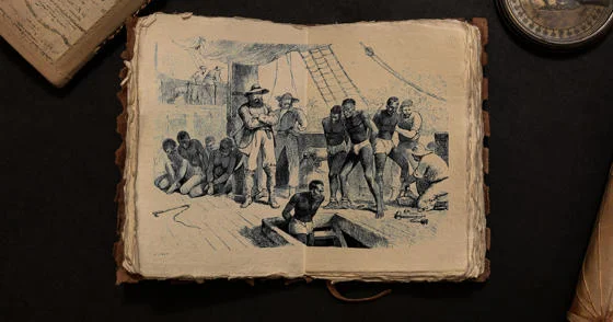 Illustration of a slave ship in an old book