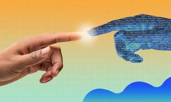 A human hand touching an AI hand