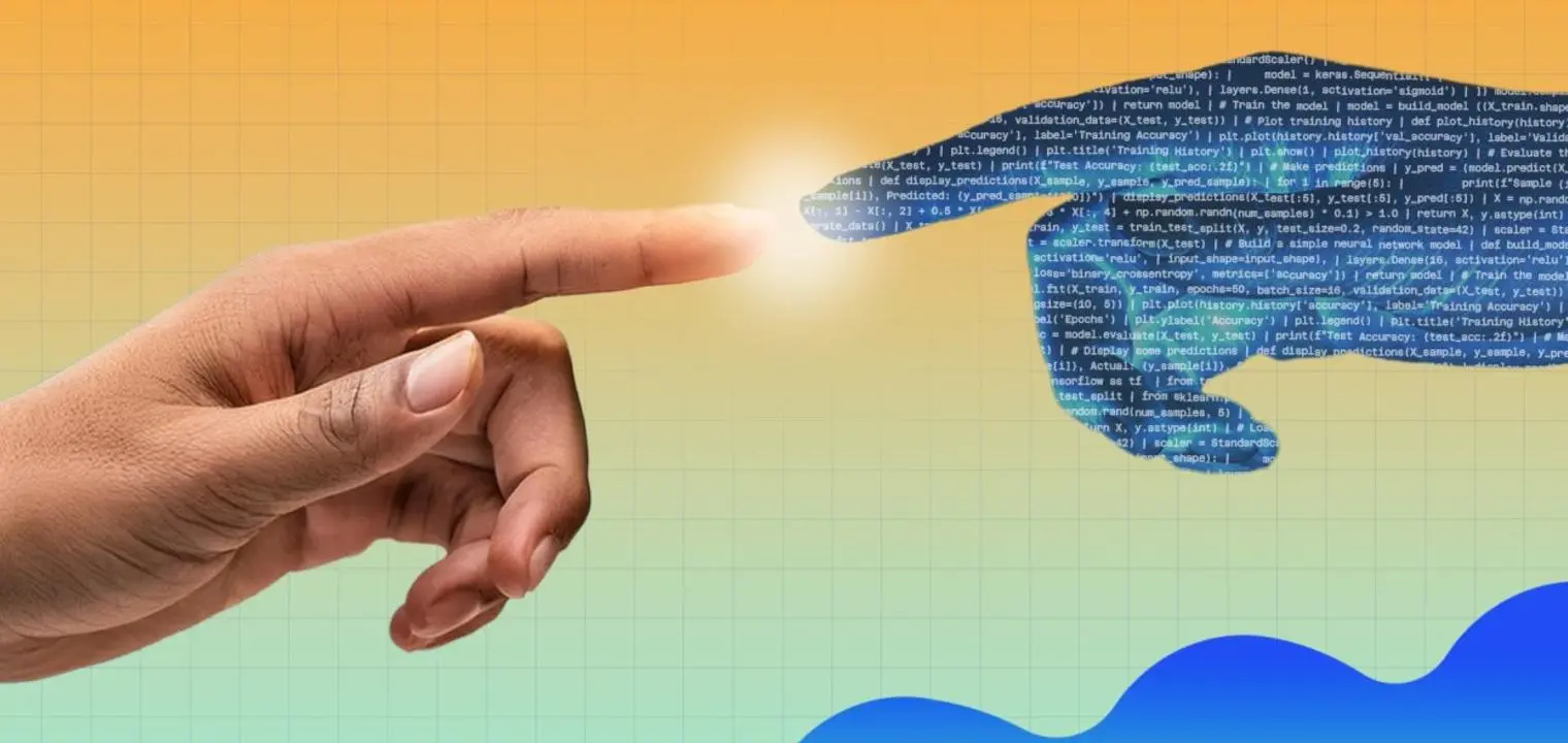 A human hand touching an AI hand
