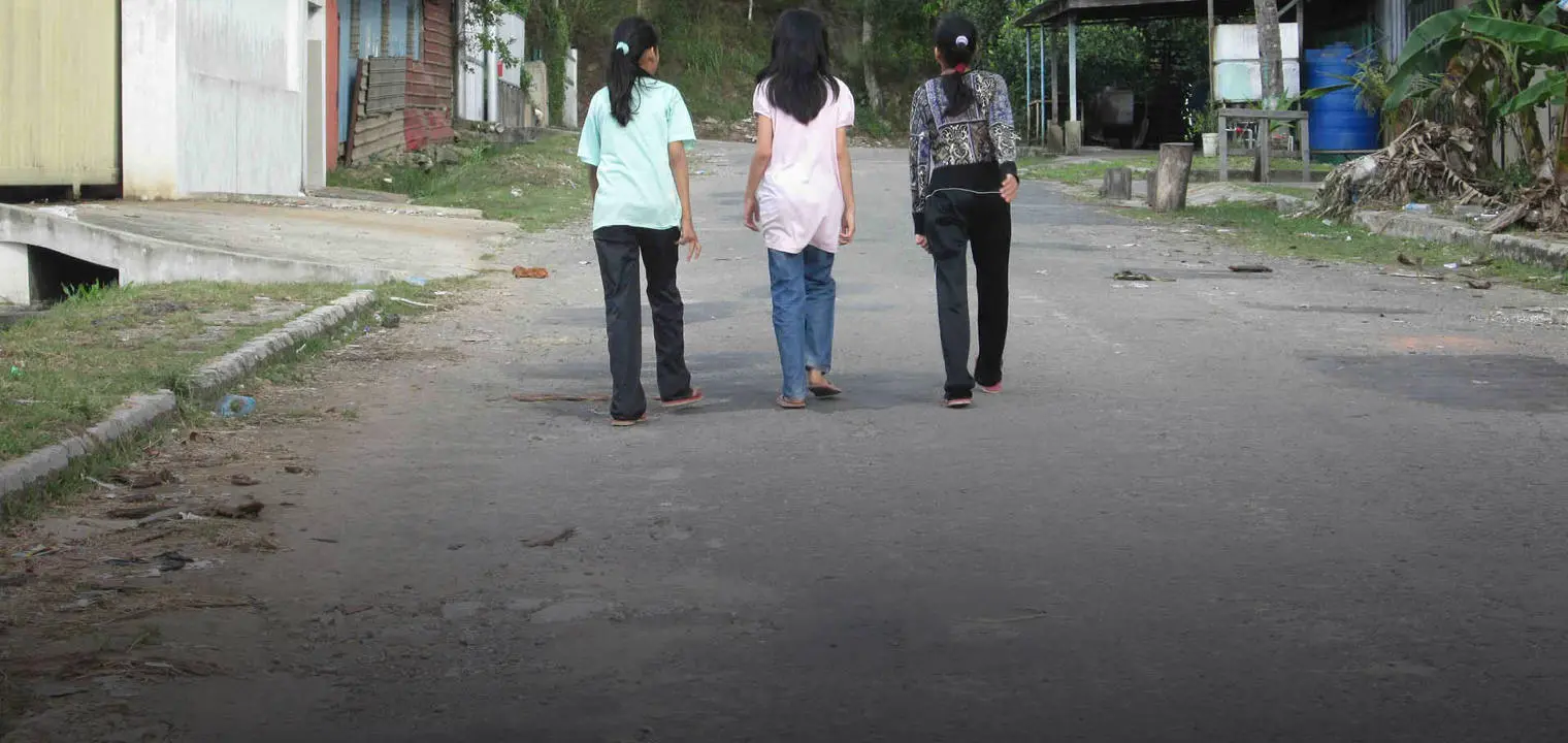 Girls on the road in East Malaysia