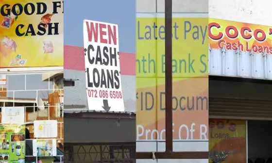money lending signs in South Africa