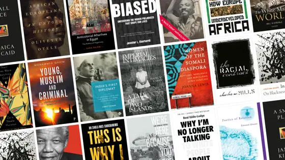 Book covers from the race equity reading list