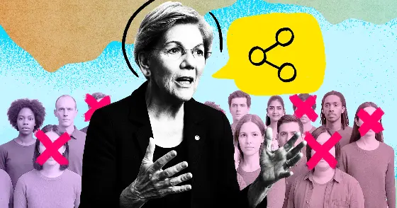 Graphic depiction of a political leader talking to an audience