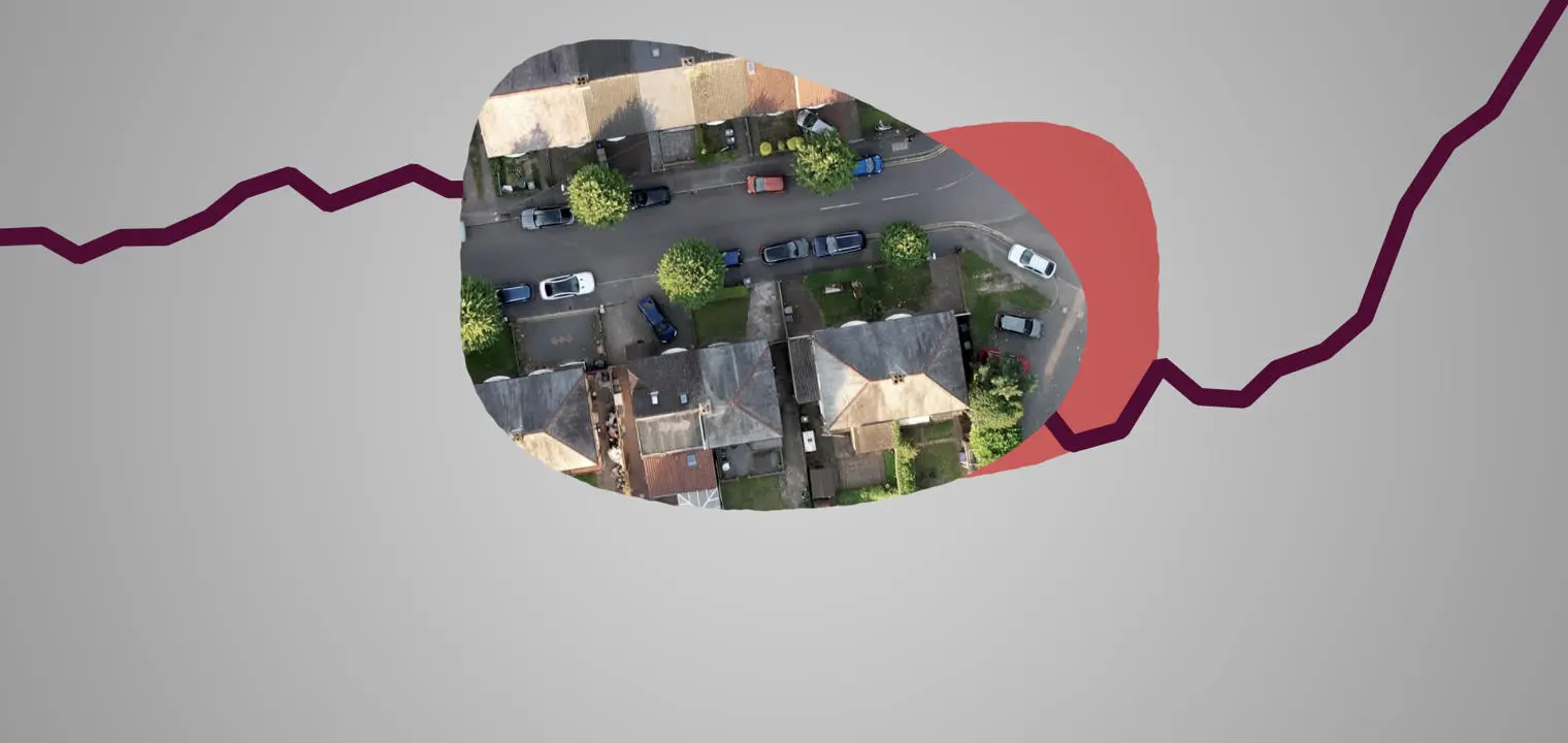 Aerial view of a road with houses