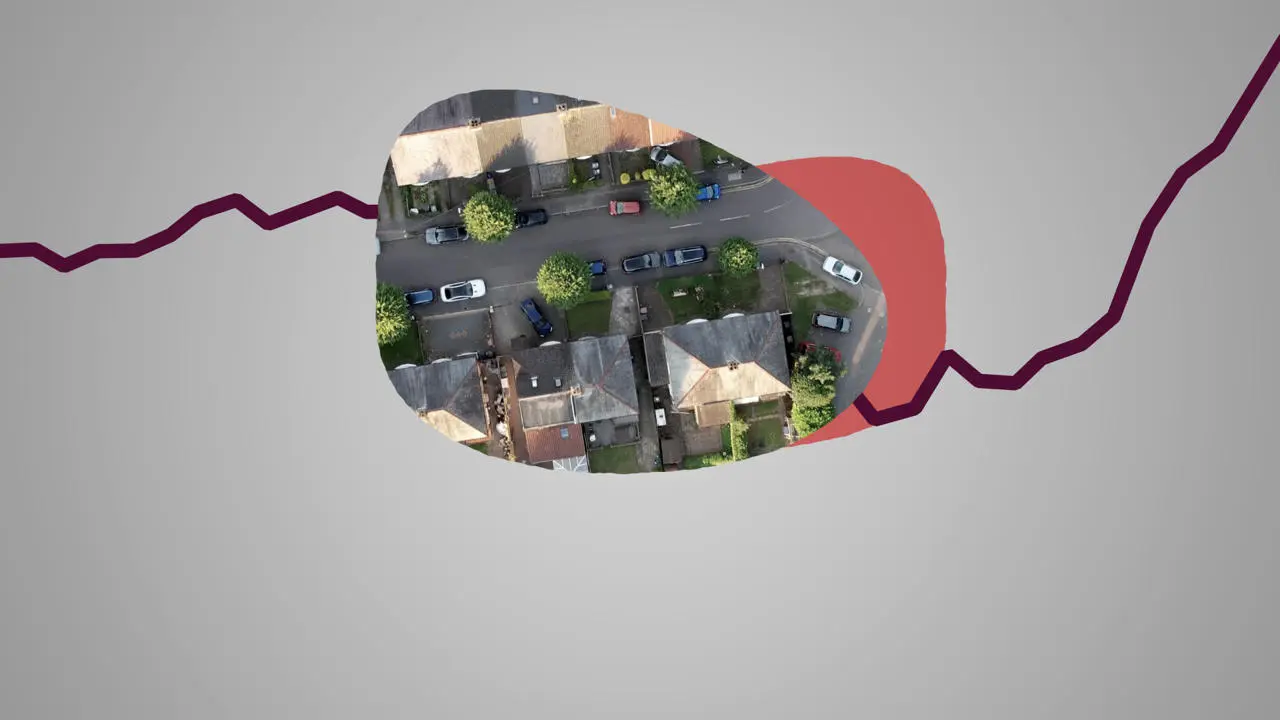 Aerial view of a road with houses