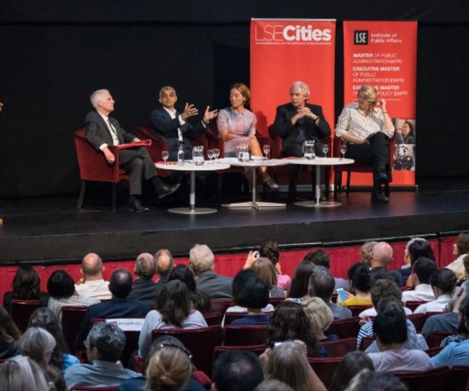 Sadiq Khan speaking as part of a panel at an LSE Cities event in 2017