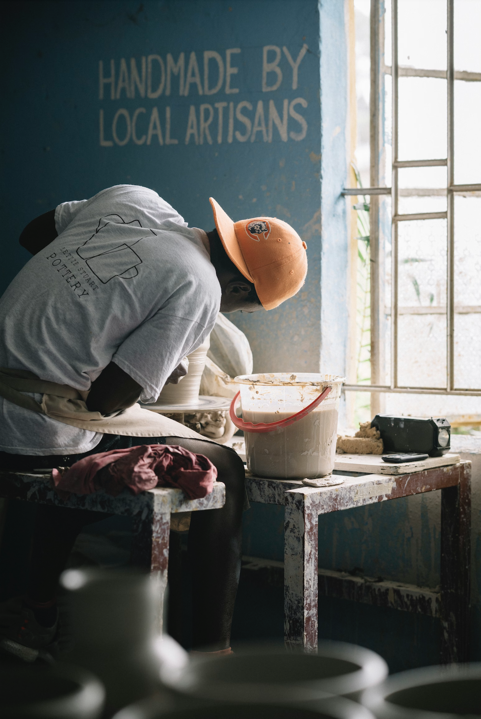 Man making pottery