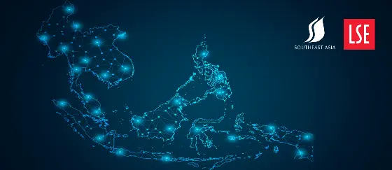 Map of Southeast Asia with a SEAC logo