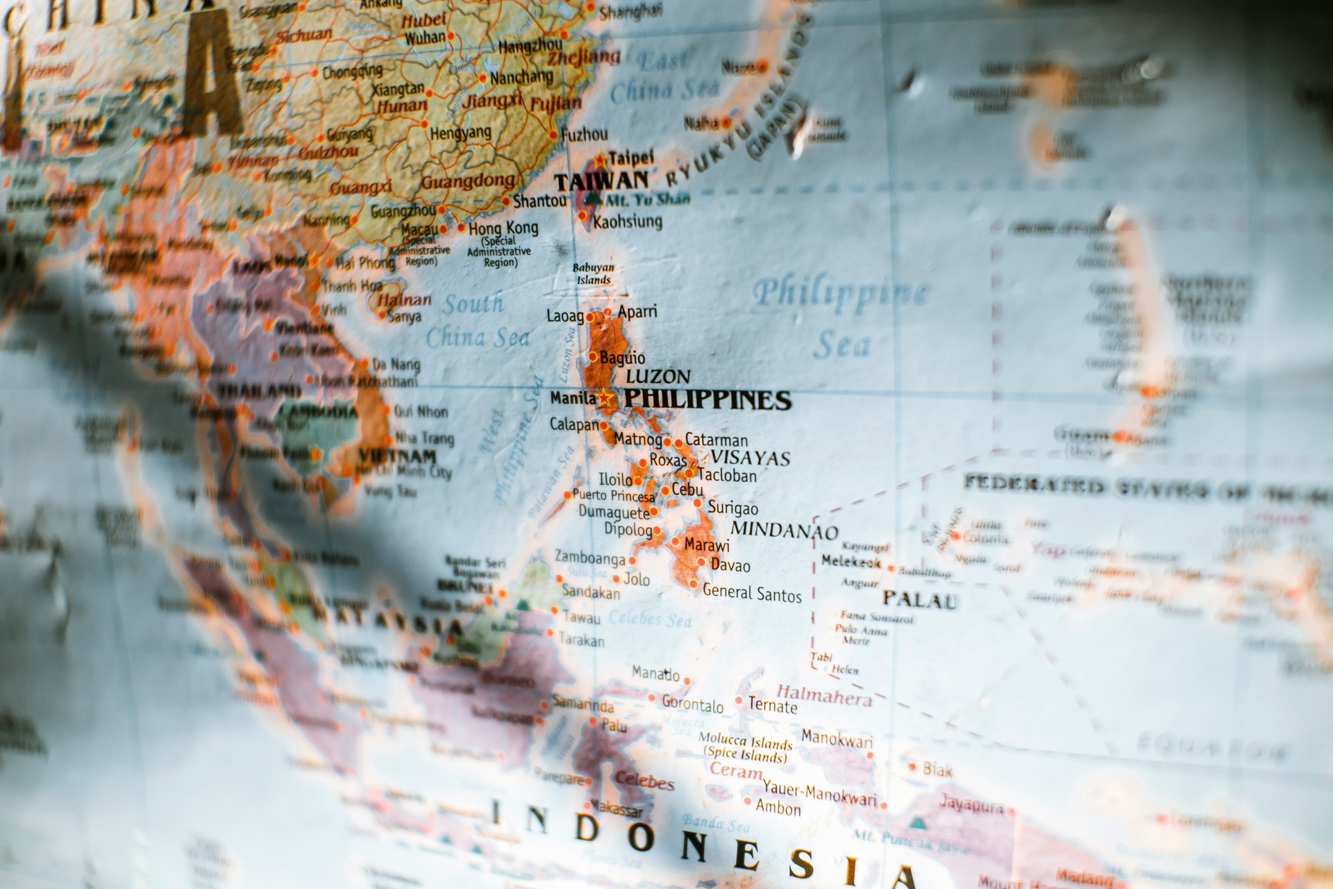 Map of Southeast Asia, focusing on Indonesia and the Philippines