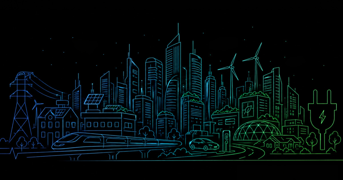 An illustrated skyline of a city