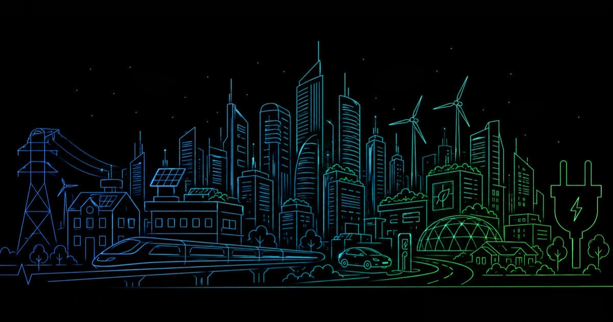 An illustrated skyline of a city
