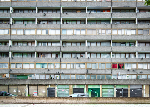 View from outside a block of flats