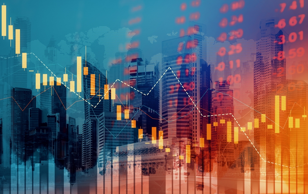 Graph overlaid on cityscape