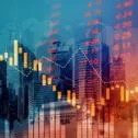 Graph overlaid on cityscape