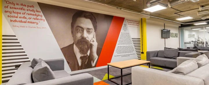 The chill out area of the Sidney Webb House accommodation building at LSE