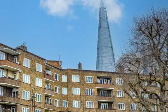 London council housing with the Shard in the background