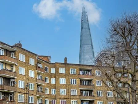London council housing with the Shard in the background
