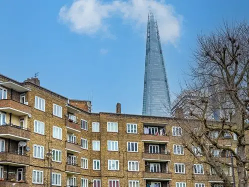 London council housing with the Shard in the background