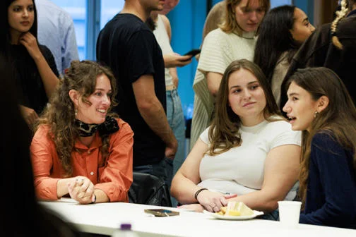 students chatting