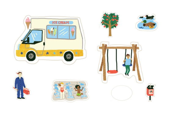 A selection of stickers from the sticker pack 