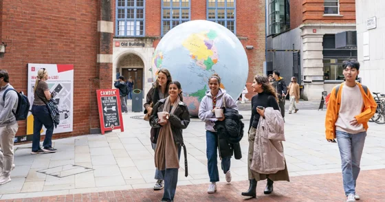Students walking on LSE campus