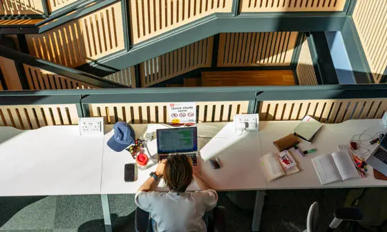 LSE Student studying in the Central Building
