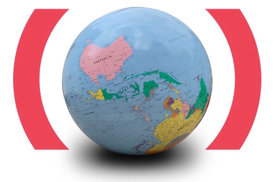 LSE upside down globe with red brackets around it 