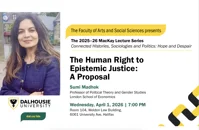 Prof Sumi Madhok's MacKay Lecture poster, titled The Human Right to Epistemic Justice: A Proposal