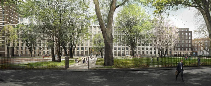 An exterior view of The Garden Halls accommodation building at LSE