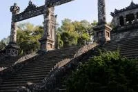 Ancient stone stairs leading to a pagoda