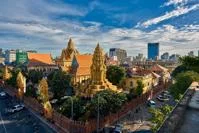 A bird eye view of a Buddhist temple in Phnom Penh