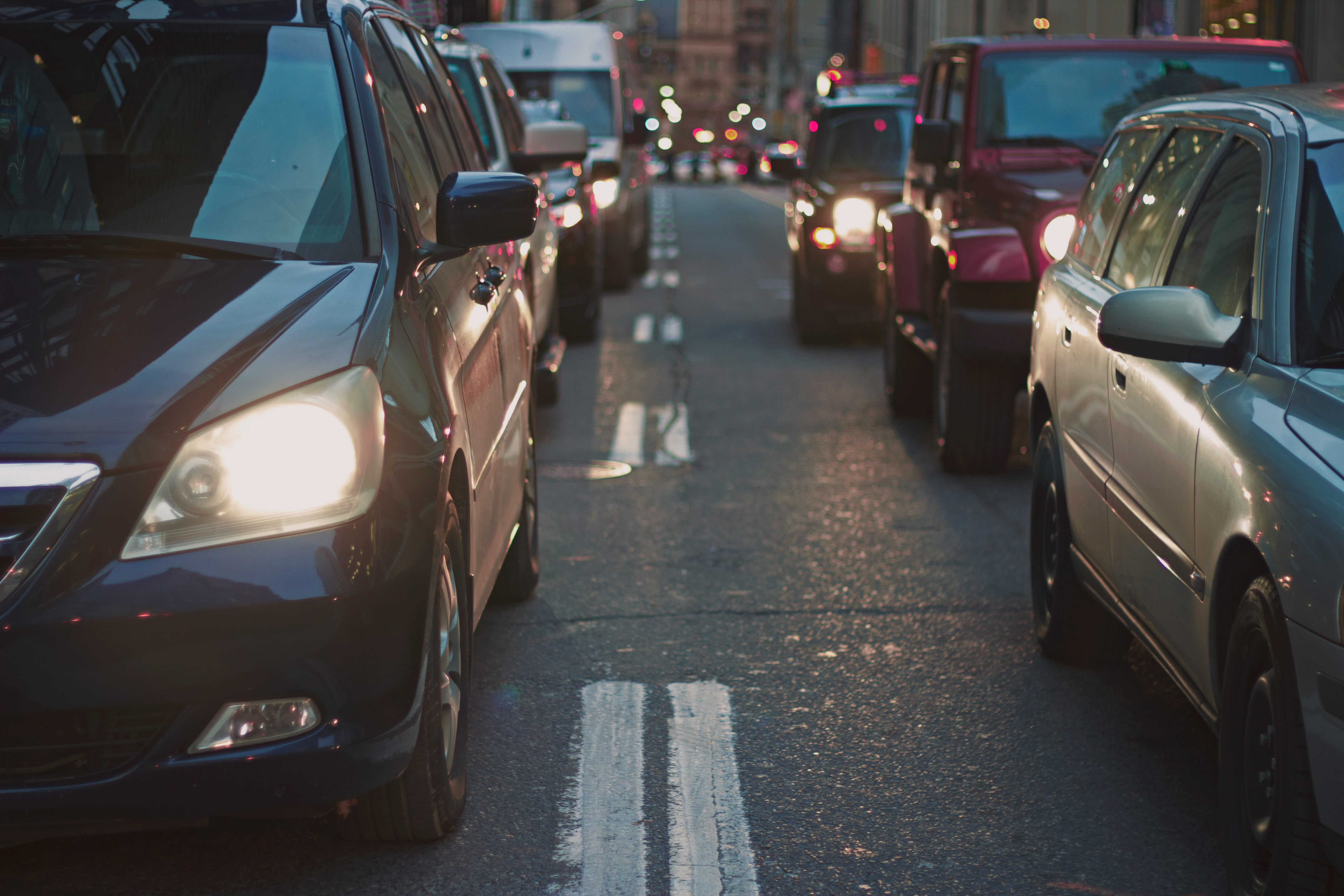 Vehicle traffic jam in a city