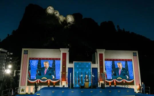 President Donald J. Trump delivers remarks at the Fourth of July celebration at Mount Rushmore National Memorial,