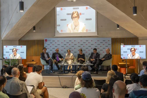 Tsinghua panel full stage Stephanie Rickard on screen