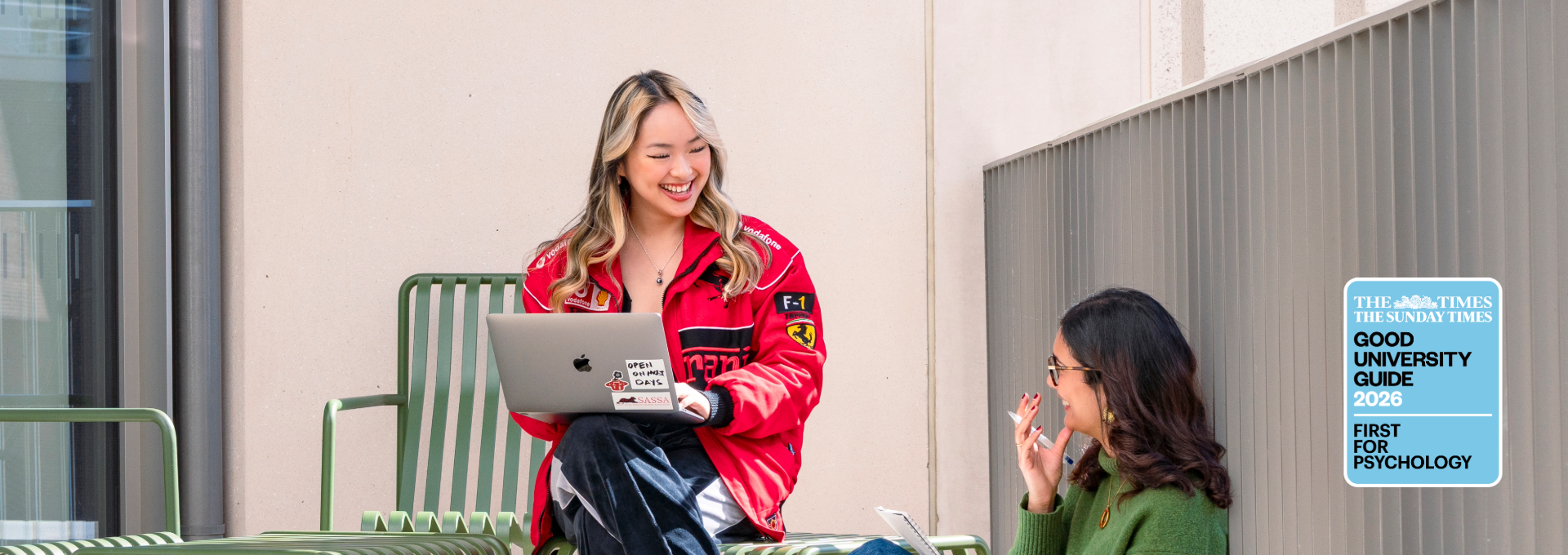 Two PBS students on a terrace