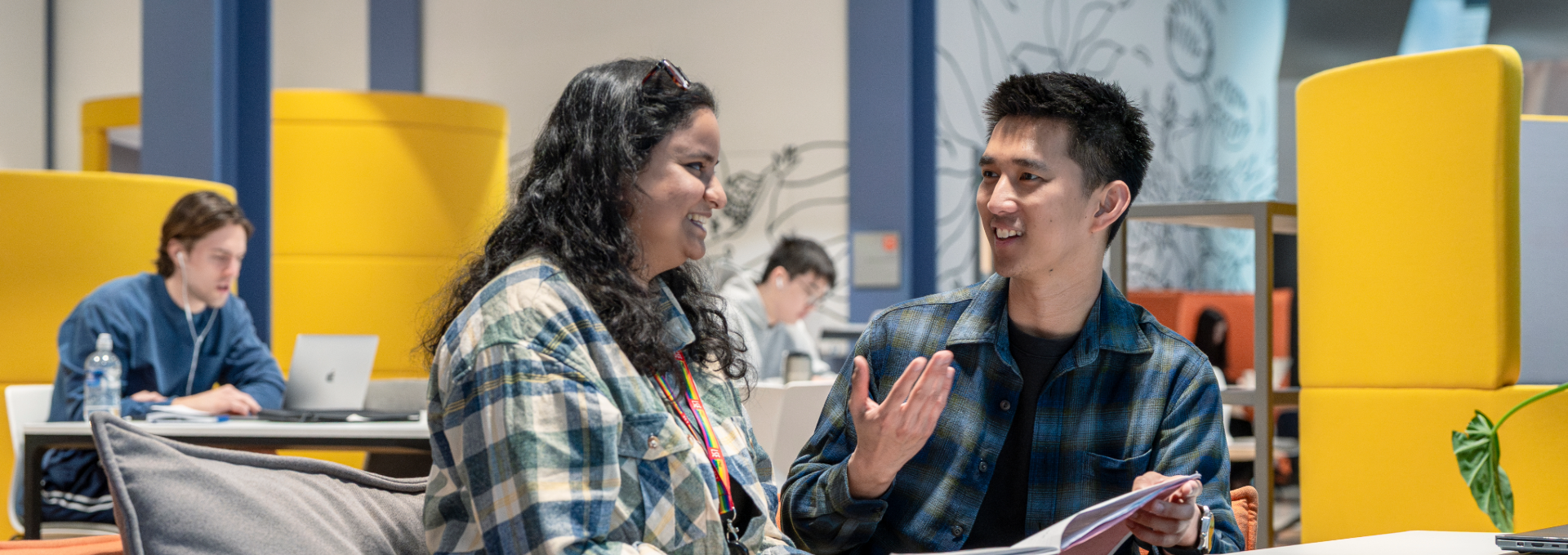 Two PBS students talking in the Centre Building