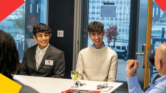 Two Uggla Scholars talking to Lance Uggla