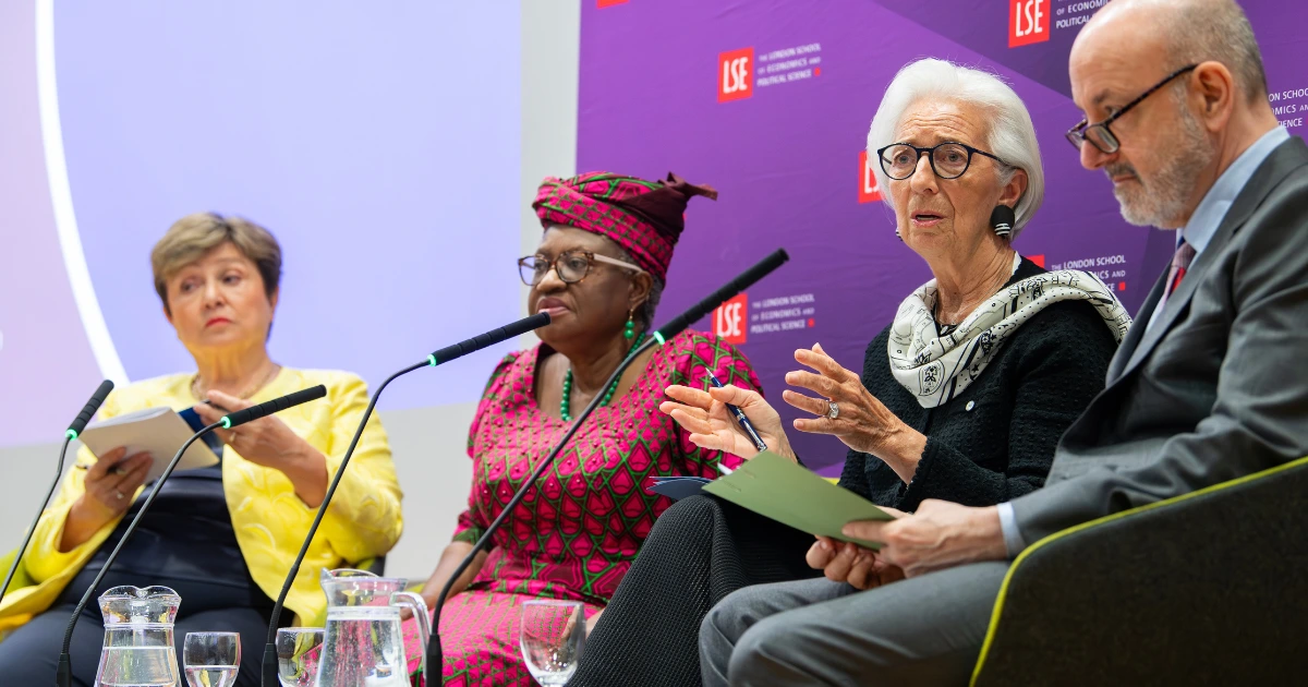 Kristalina Georgieva, Ngozi Okonjo-Iweal, Christine Lagarde and Larry Kramer