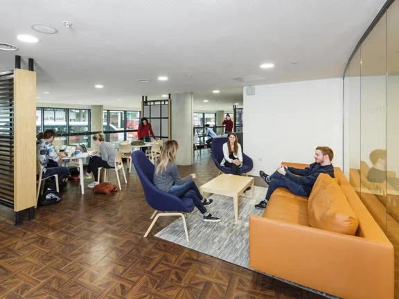 A communal room in a hall of residence