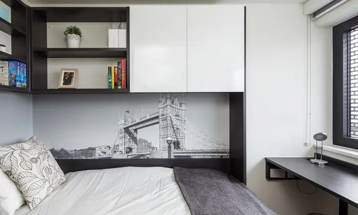 A bedroom in a hall of residence