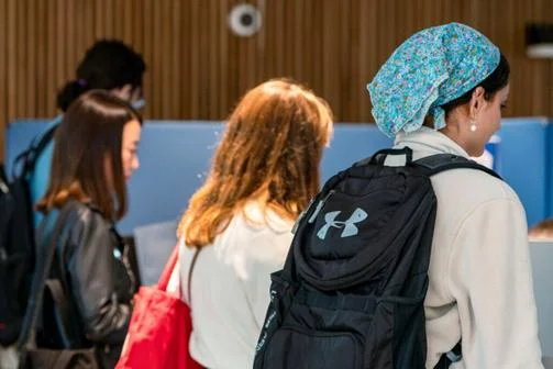 Students at a help desk