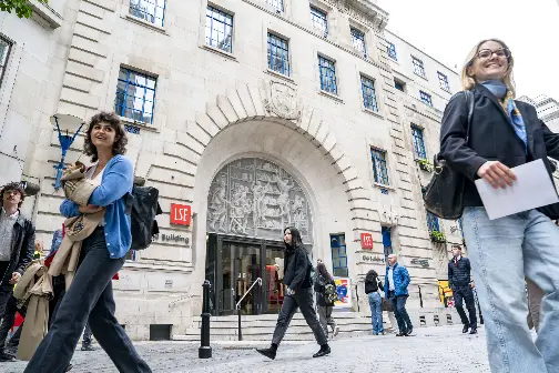 Students outside Old Building, Houghton Street