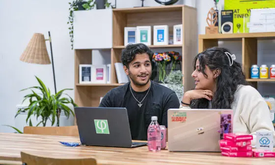 Students studying on campus