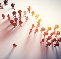 Overhead view of employees
