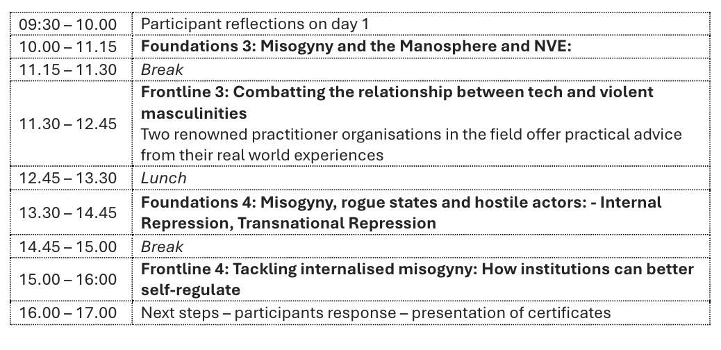 WPS Course Day 2 Agenda