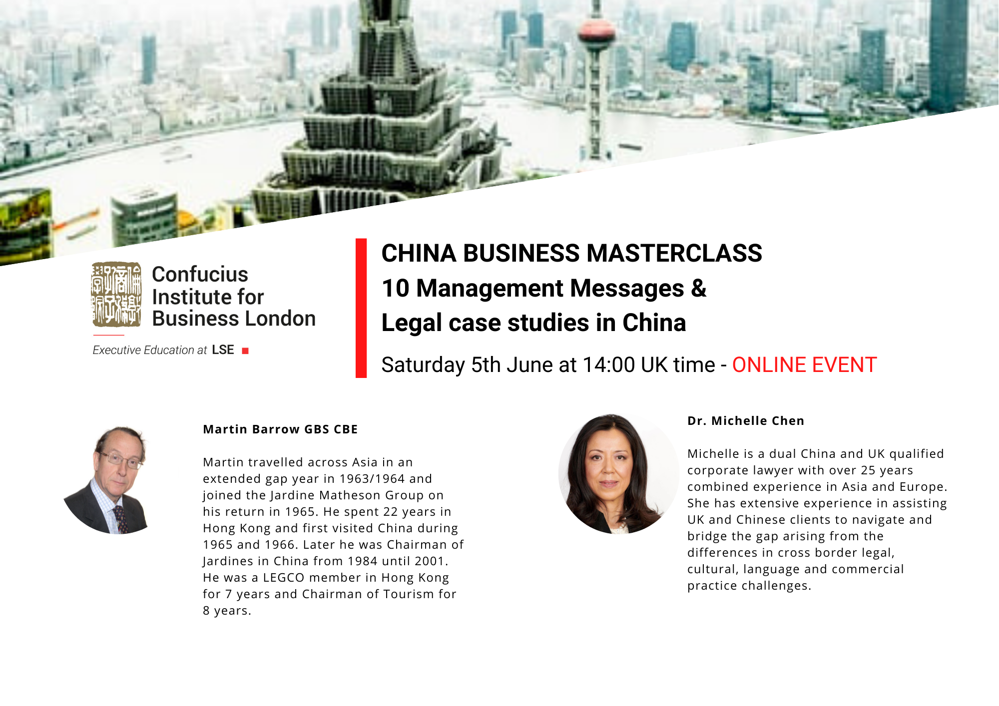 CHINA BUSINESS MASTERCLASS 10 Management Messages & Legal case studies in China