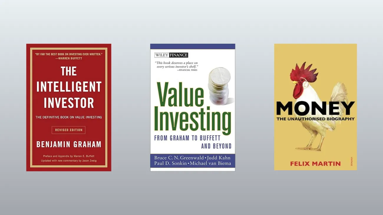 3 book covers against a grey background