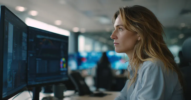 Woman looking at computer AI for the Public Sector: Strategy, Implementation, and Responsible Use
