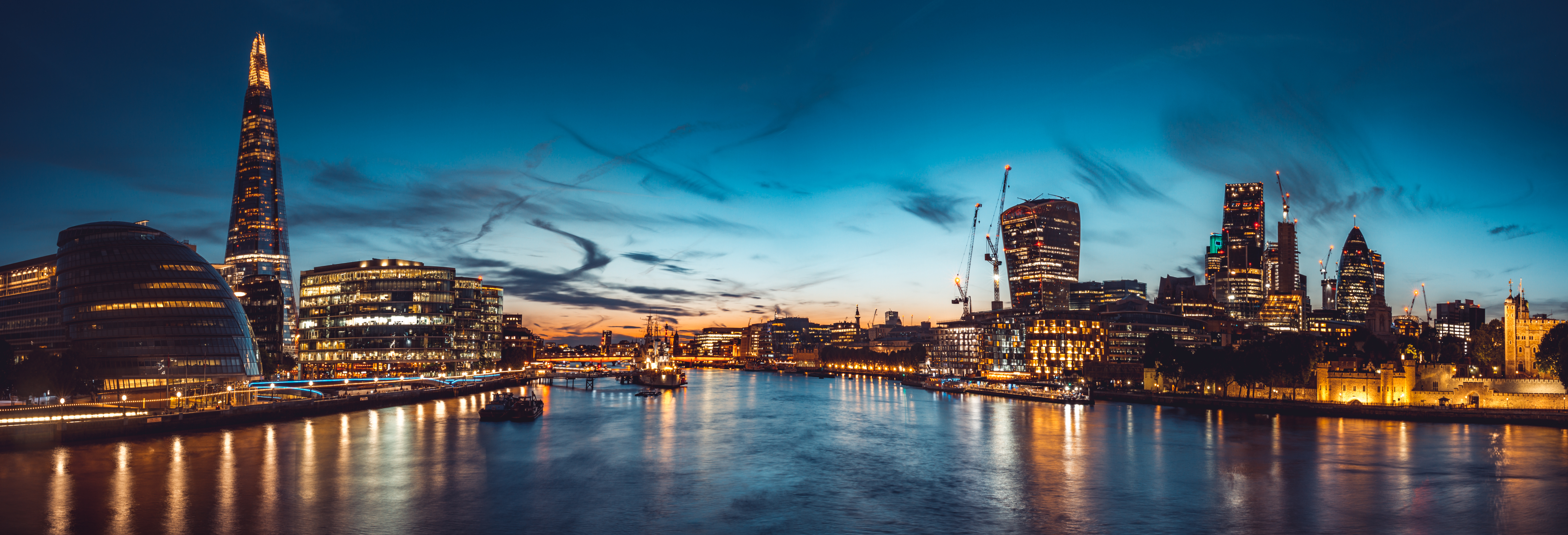 London City Thames Skyline Night Banner 8314x2838