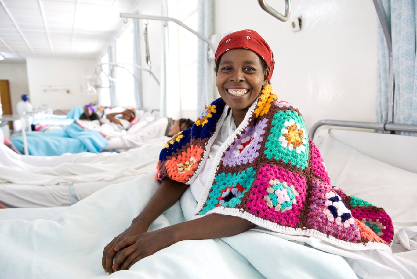 woman smiling in hospital